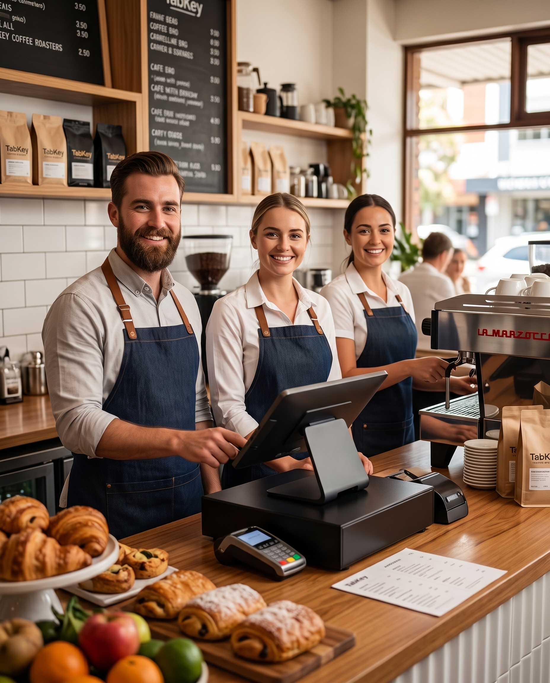 Hospitality team in cafe